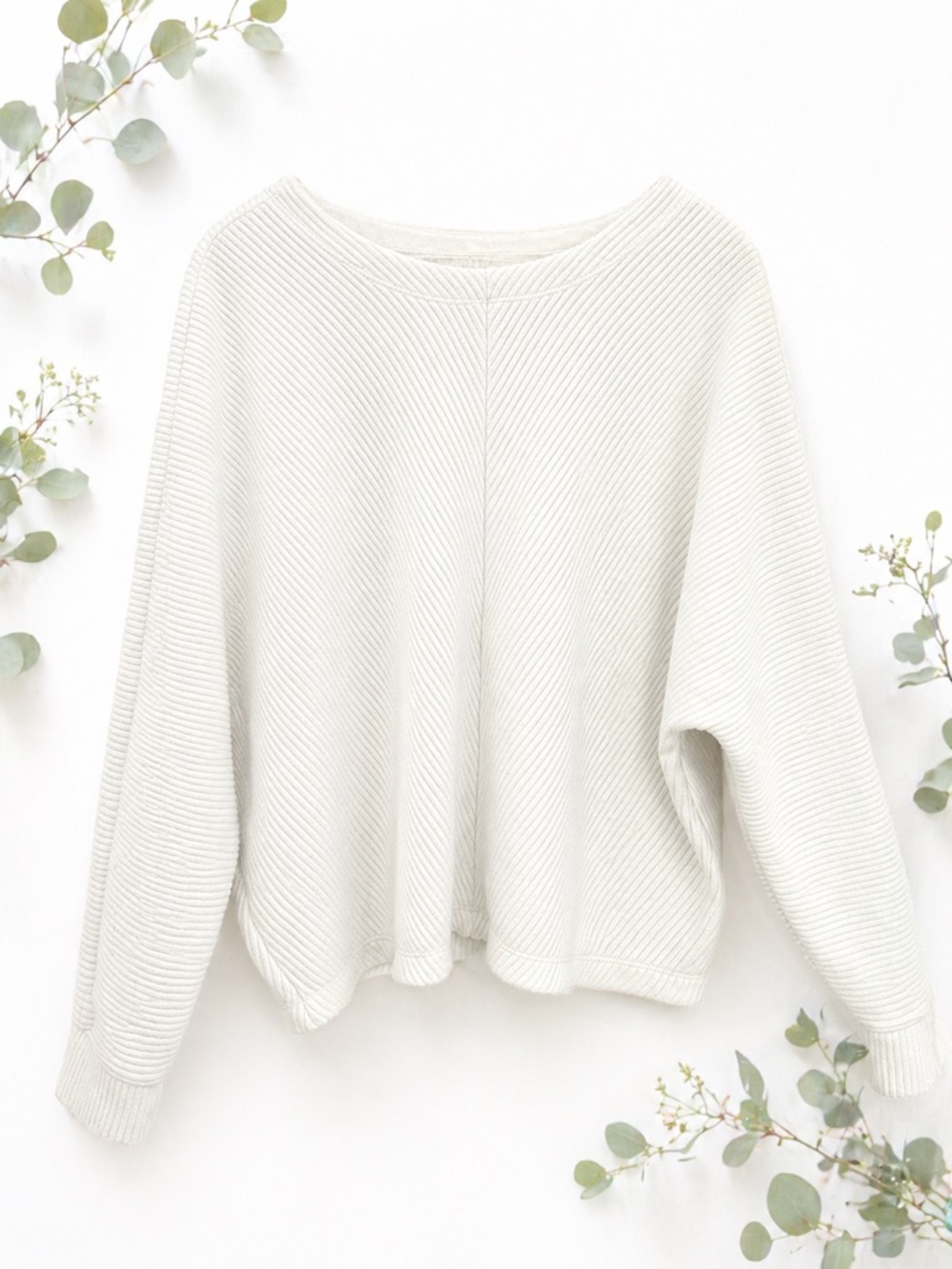 a new day Ivory Ribbed Dolman Blouse XL